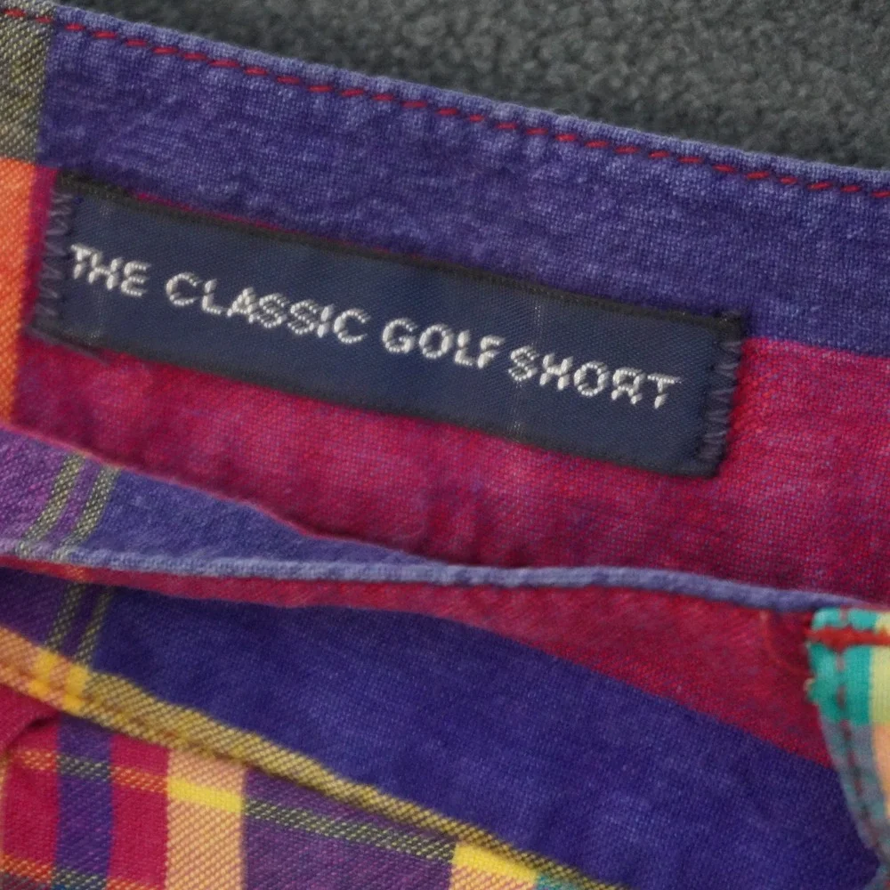 Polo Ralph Lauren Mens Classic Golf Shorts Plaid Pleated Multi Color Vintage 36